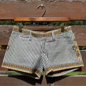 Anthropologie THML Linen Tribal Embroidered Shorts Small